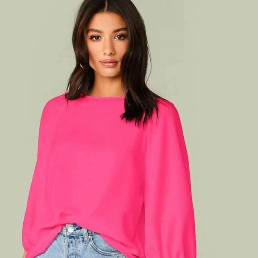 Shein Neon Pink Raglan Sleeve Top